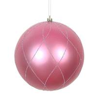 Vickerman 8" Mauve Matte/Glitter Swirl Ball  Christmas Ornament