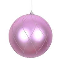 View 8" Orchid Matte/Glitter Swirl Ball  Christmas Ornament