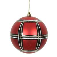 Vickerman 3" Red-White-Black Assorted Plaid Ball Ornament (6 pack)