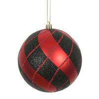 View 6" Red/Black Plaid Swirl Ball  Ornament (2 pack)