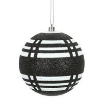 Vickerman 3" Black / White Assorted Plaid Ball Ornament (6 pack)