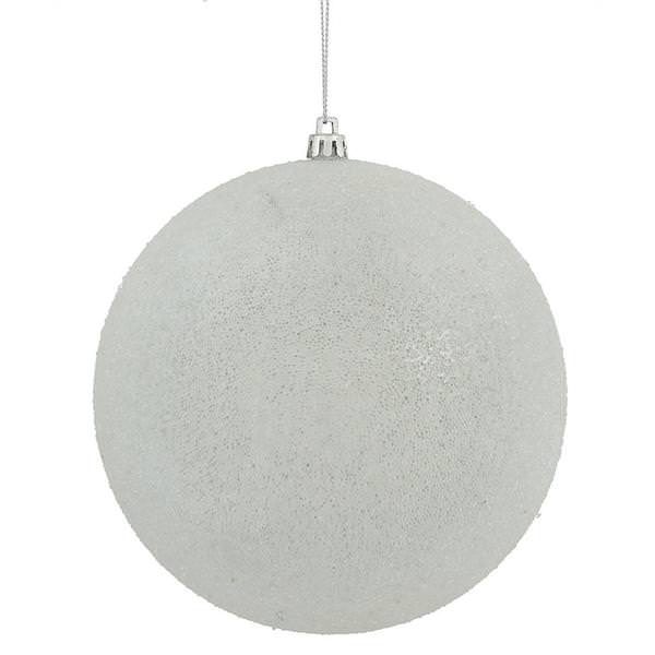 4" White Iced Ball Ornament (4 pack)