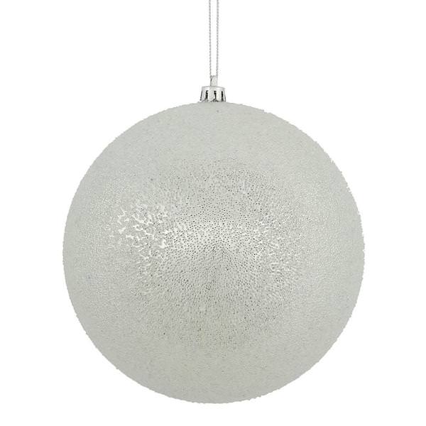 6" Silver Iced Ball Ornament (3 pack)