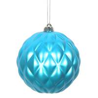 Vickerman 4" Turquoise Matte Round Pine Cone Ornament (6 pack)