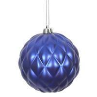 Vickerman 4" Cobalt Blue Matte Round Pine Cone Ornament (6 pack)