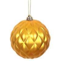 Vickerman 4" Antique Gold Matte Round Pine Cone Ornament (6 pack)