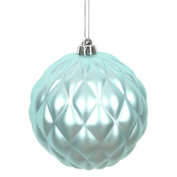 4" Baby Blue Matte Round Pine Cone Ornament (6 pack)
