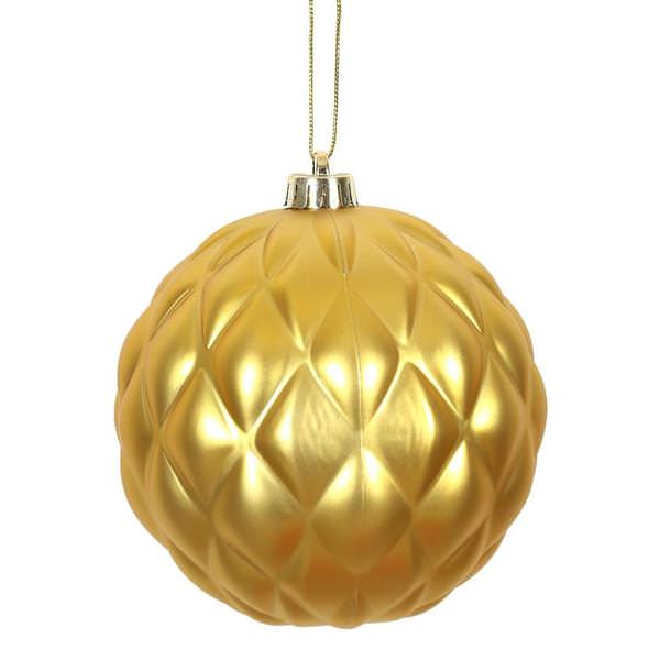 4" Honey Gold Matte Round Pine Cone Ornament (6 pack)