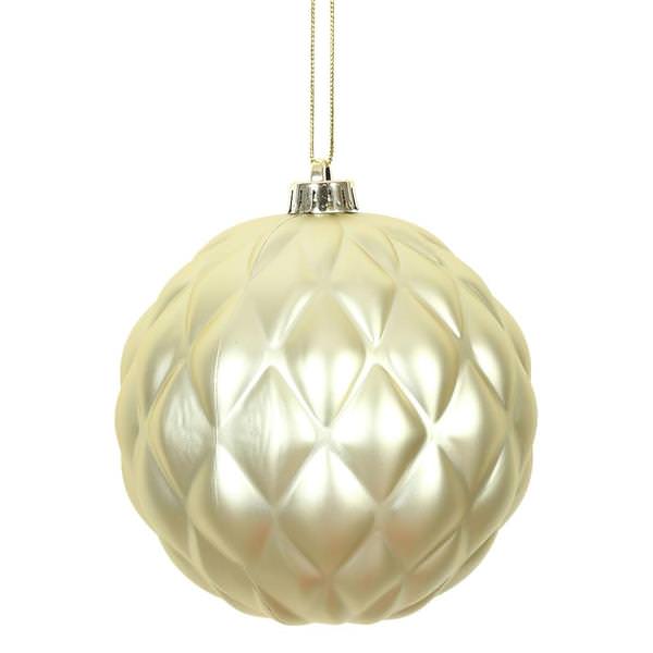 4" Champagne Matte Round Pine Cone Ornament (6 pack)