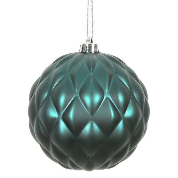 4" Sea Blue Matte Round Pine Cone Ornament (6 pack)