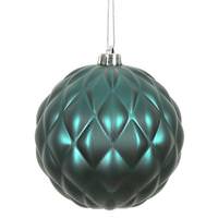 Vickerman 4" Sea Blue Matte Round Pine Cone Ornament (6 pack)