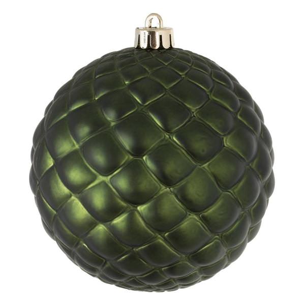 4" Moss Green Matte Round Pine Cone Ornament (6 pack)