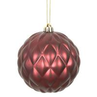 Vickerman 4" Burgundy Matte Round Pine Cone Ornament (6 pack)