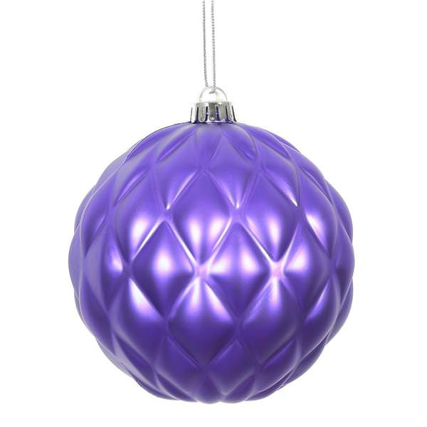 4" Purple Matte Round Pine Cone Ornament (6 pack)