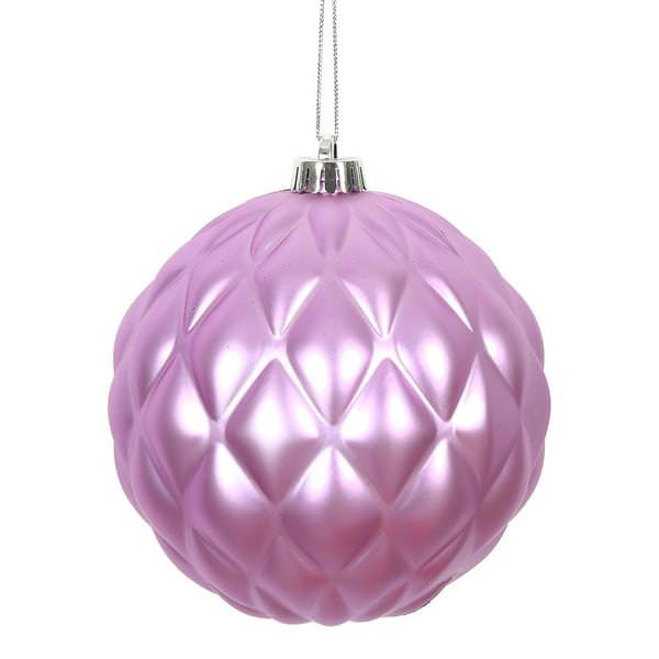 4" Orchid Matte Round Pine Cone Ornament (6 pack)