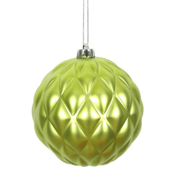 4" Lime Matte Round Pine Cone Ornament (6 pack)
