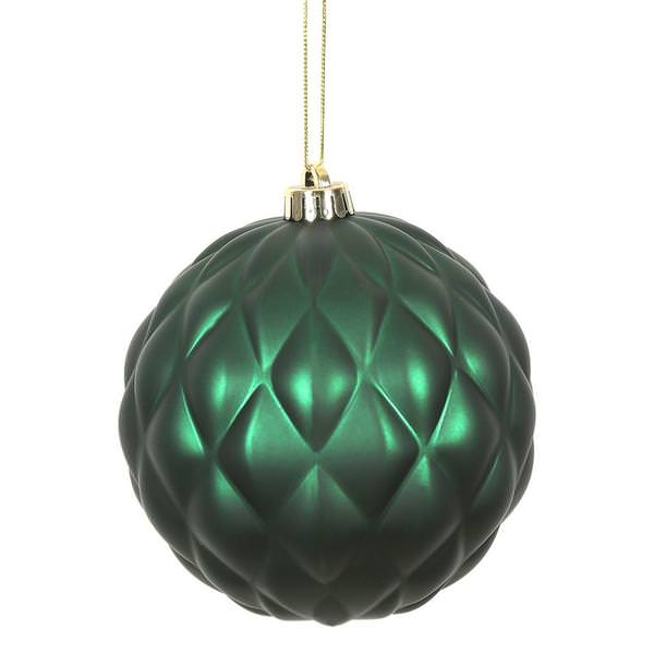 4" Midnight Green Matte Round Pine Cone Ornament (6 pack)