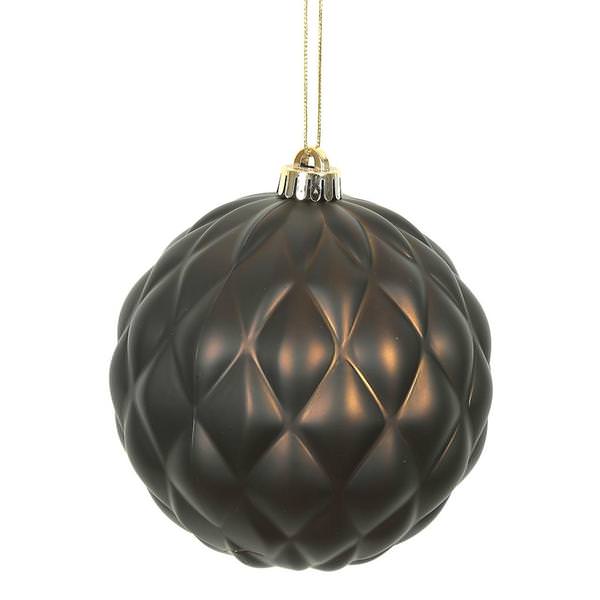 4" Chocolate Matte Round Pine Cone Ornament (6 pack)