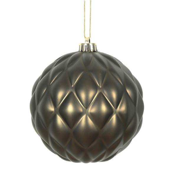 4" Gunmetal Matte Round Pine Cone Ornament (6 pack)