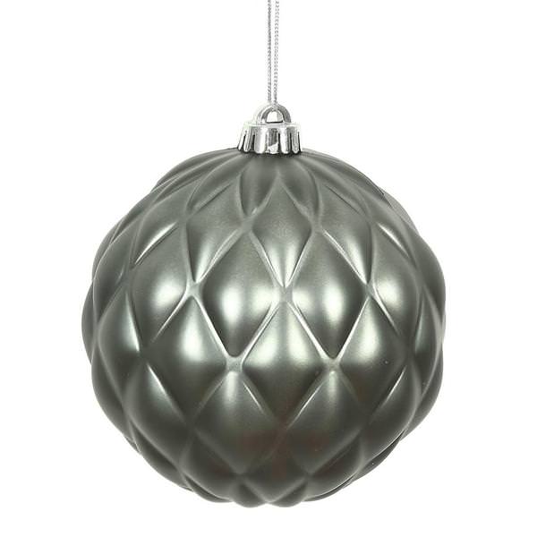 4" Pewter Matte Round Pine Cone Ornament (6 pack)
