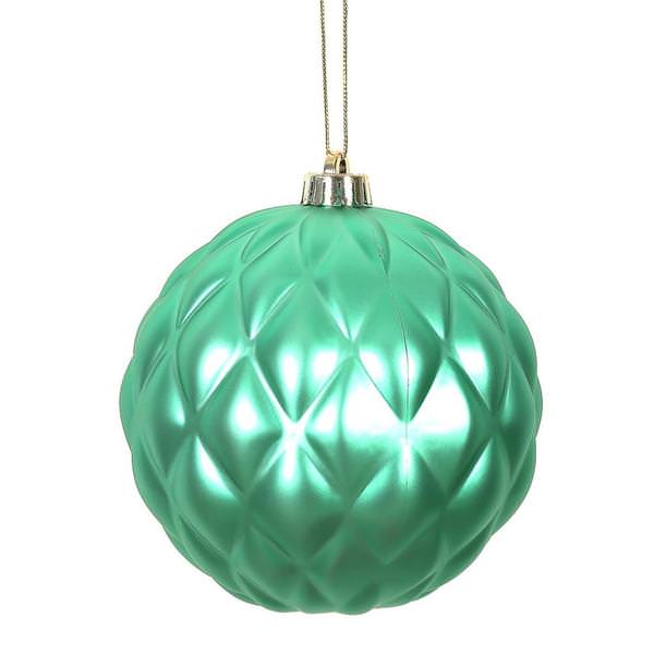 6" Seafoam Matte Round Pine Cone Ornament (4 pack)