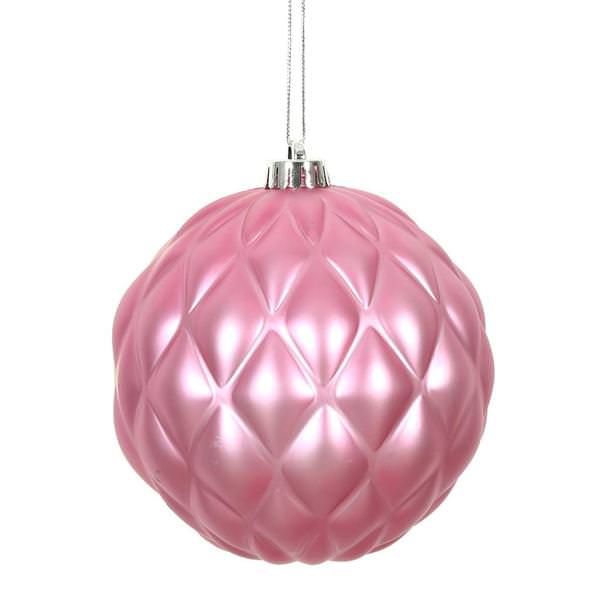 6" Mauve Matte Round Pine Cone Ornament (4 pack)
