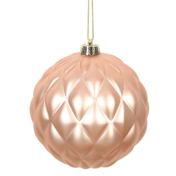 6" Rose Gold Matte Round Pine Cone Ornament (4 pack)