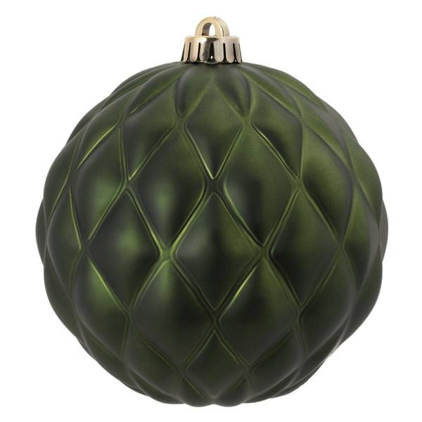 6" Moss Green Matte Round Pine Cone Ornament (4 pack)