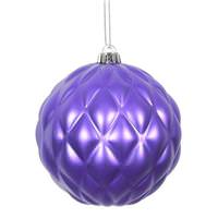 Vickerman 6" Purple Matte Round Pine Cone Ornament (4 pack)