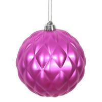 Vickerman 6" Fuchsia Matte Round Pine Cone Ornament (4 pack)