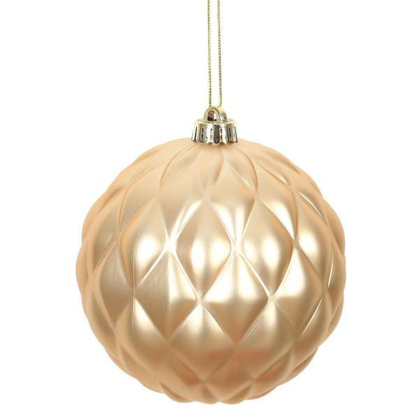 6" Cafe Latte Matte Round Pine Cone Ornament (4 pack)