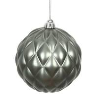 Vickerman 6" Pewter Matte Round Pine Cone Ornament (4 pack)