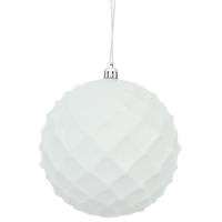 Vickerman 4" White Shiny Diamond Bauble Ornament (6 pack)