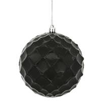 Vickerman 4" Black Shiny Diamond Bauble Ornament (6 pack)