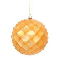 Vickerman 4" Burnished Orange Shiny Diamond Bauble Ornament (6 pack)