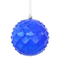 Vickerman 4" Cobalt Blue Shiny Diamond Bauble Ornament (6 pack)