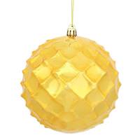 View 4" Antique Gold Shiny Diamond Bauble Ornament (6 pack)