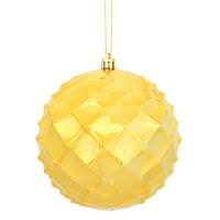 Vickerman 4" Honey Gold Shiny Diamond Bauble Ornament (6 pack)