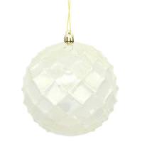 Vickerman 4" Champagne Shiny Diamond Bauble Ornament (6 pack)