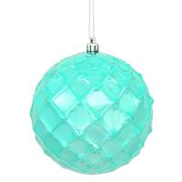 Vickerman 4" Teal Shiny Diamond Bauble Ornament (6 pack)