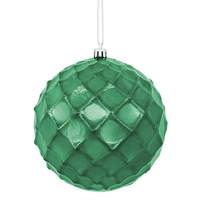 Vickerman 4" Emerald Shiny Diamond Bauble Ornament (6 pack)