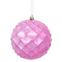 View 4" Mauve Shiny Diamond Bauble Ornament (6 pack)