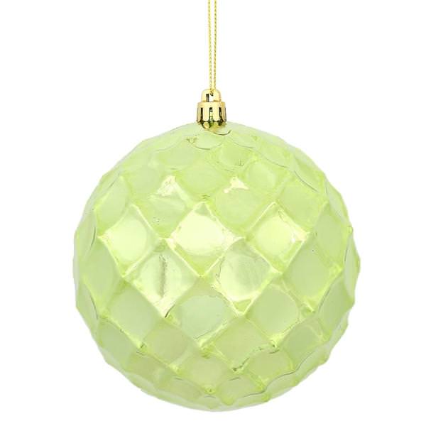 4" Celadon Shiny Diamond Bauble Ornament (6 pack)