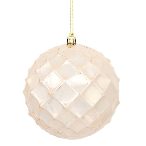 4" Rose Gold Shiny Diamond Bauble Ornament (6 pack)