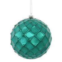 Vickerman 4" Sea Blue Shiny Diamond Bauble Ornament (6 pack)