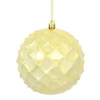 Vickerman 4" Gold Shiny Diamond Bauble Ornament (6 pack)
