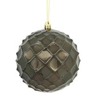 Vickerman 4" Gunmetal Shiny Diamond Bauble Ornament (6 pack)