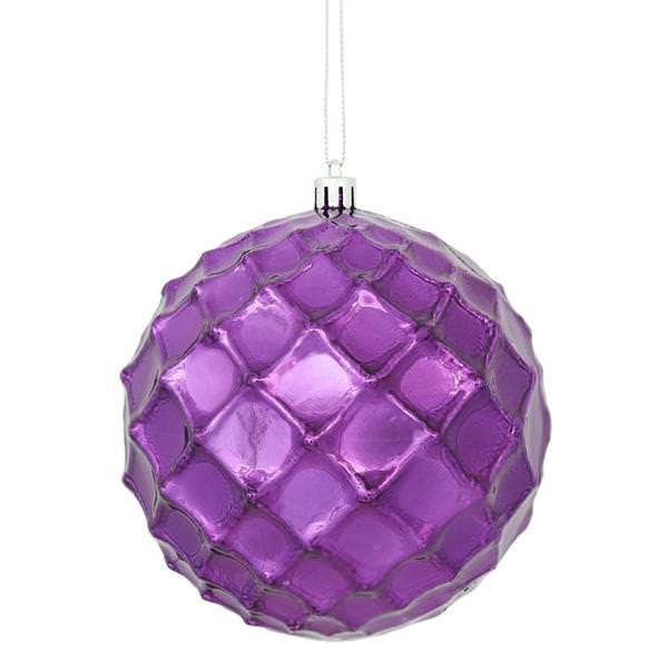 4.75" Plum Shiny Diamond Bauble Ornament (4 pack)