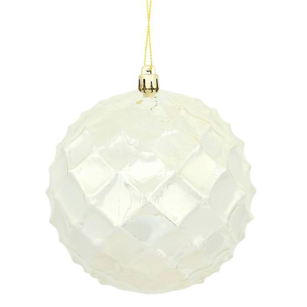 4.75" Champagne Shiny Diamond Bauble Ornament (4 pack)
