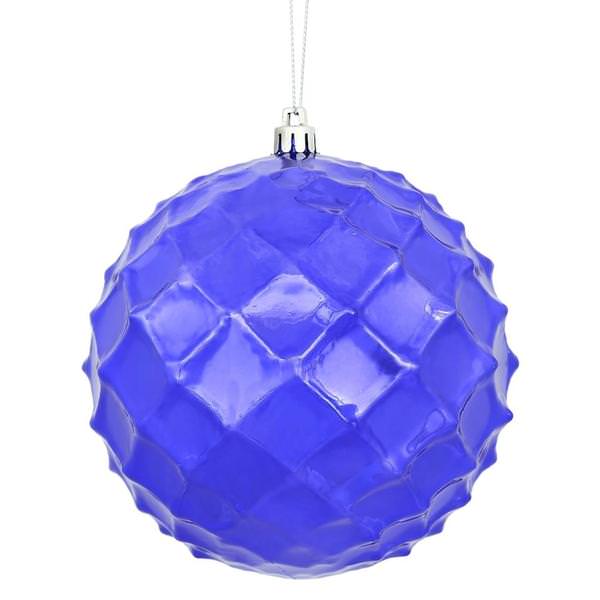 4.75" Purple Shiny Diamond Bauble Ornament (4 pack)